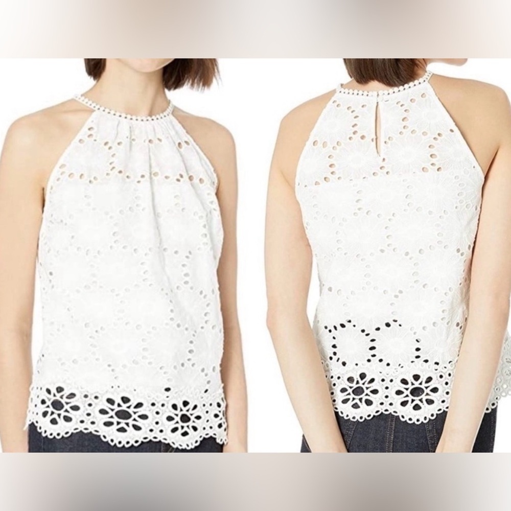 Bailey 44 White Eyelet Halter Top Size Small Made in USA